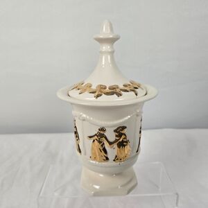 Vintage Arnels Pottery Ceramic Jar White Gold Glazed